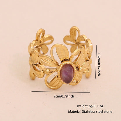 Vintage Amethyst Geometric Open Band Ring