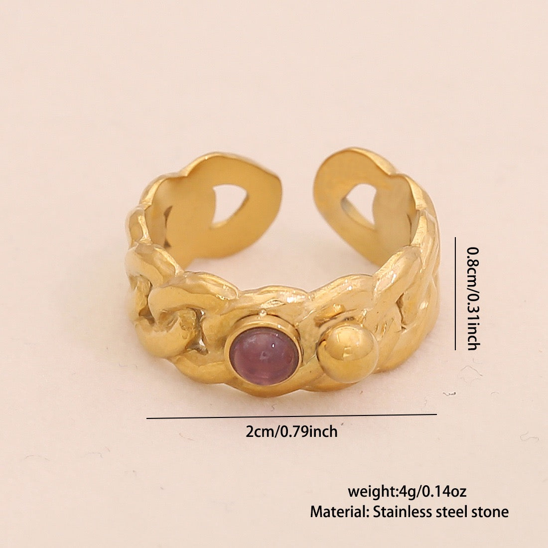 Vintage Amethyst Geometric Open Band Ring