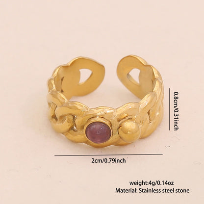 Vintage Amethyst Geometric Open Band Ring