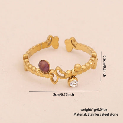 Vintage Amethyst Geometric Open Band Ring