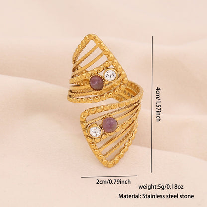 Vintage Amethyst Geometric Open Band Ring