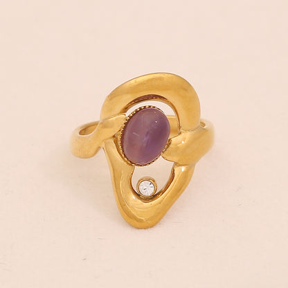 Vintage Amethyst Geometric Open Band Ring
