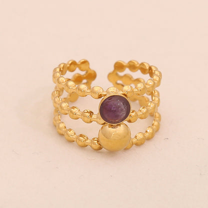 Vintage Amethyst Geometric Open Band Ring