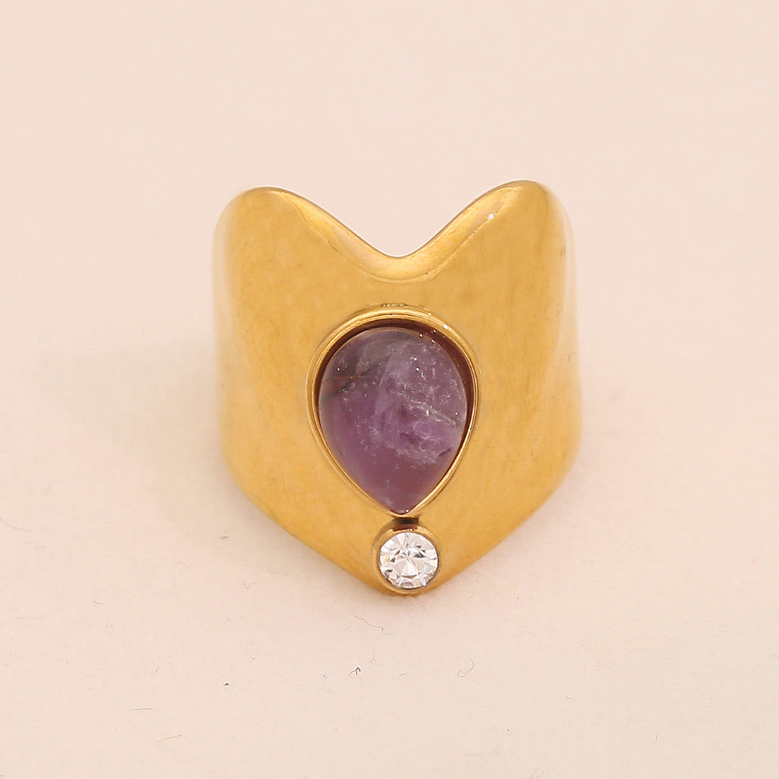 Vintage Amethyst Geometric Open Band Ring