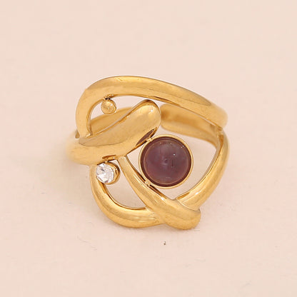 Vintage Amethyst Geometric Open Band Ring