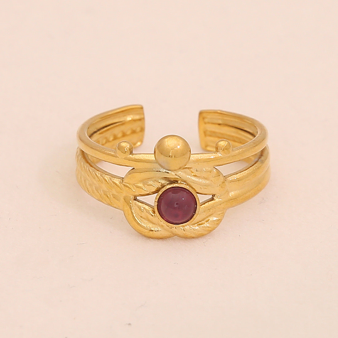 Vintage Amethyst Geometric Open Band Ring