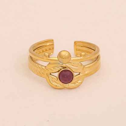 Vintage Amethyst Geometric Open Band Ring