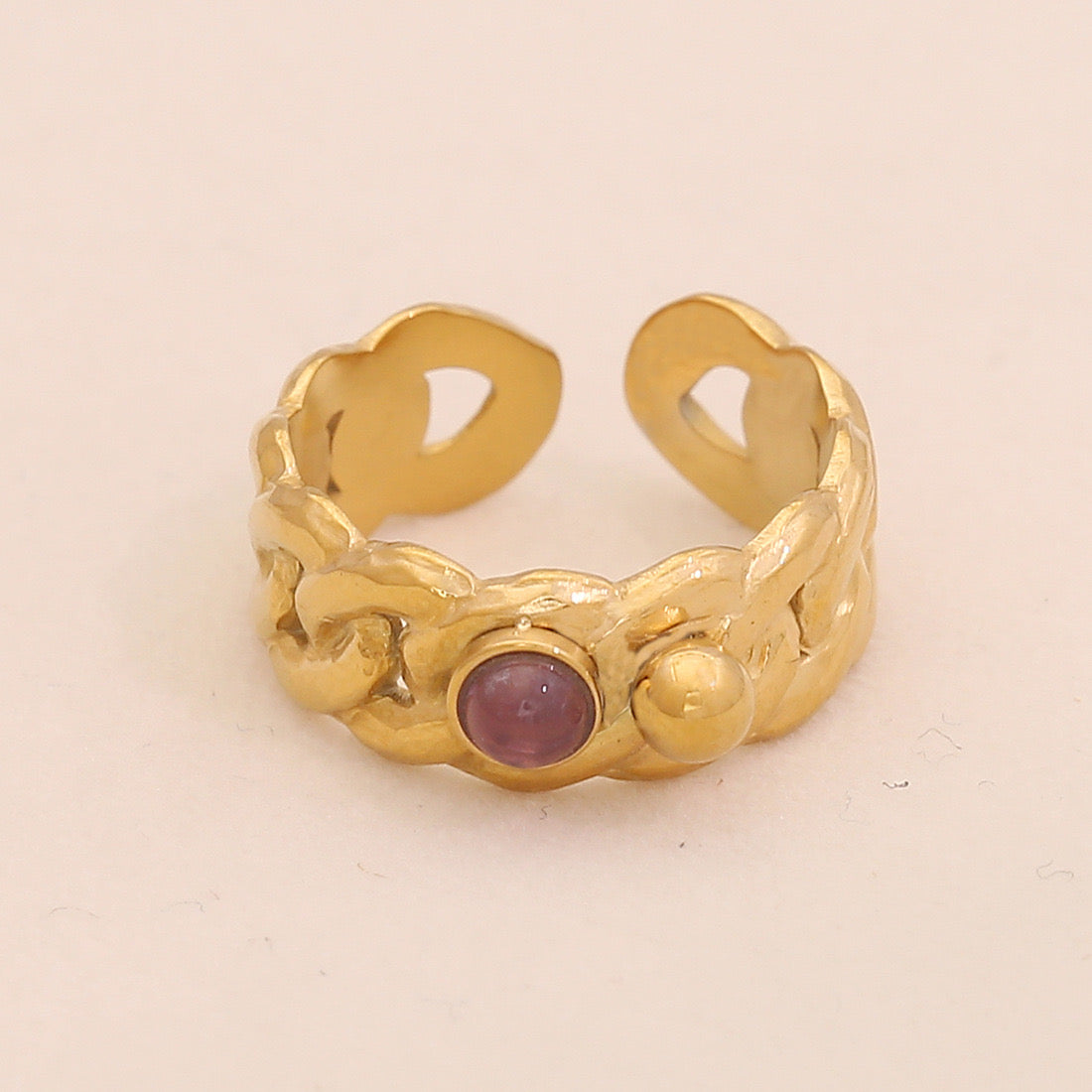 Vintage Amethyst Geometric Open Band Ring