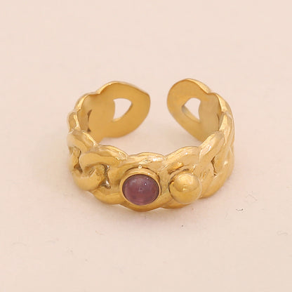 Vintage Amethyst Geometric Open Band Ring
