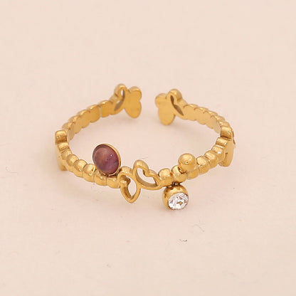 Vintage Amethyst Geometric Open Band Ring