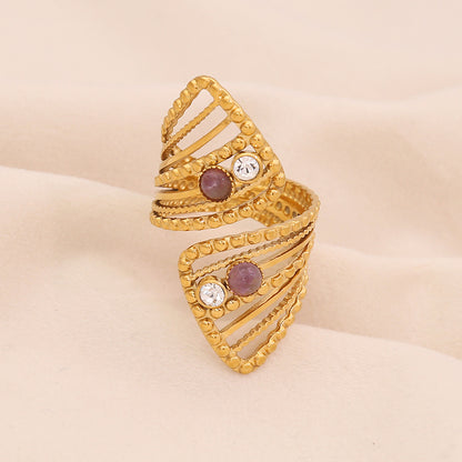 Vintage Amethyst Geometric Open Band Ring