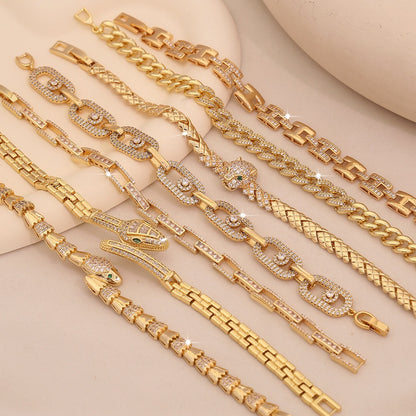 Micro-Pavé Snake & Leopard Head Zircon Bracelet
