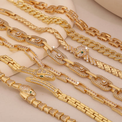 Micro-Pavé Snake & Leopard Head Zircon Bracelet