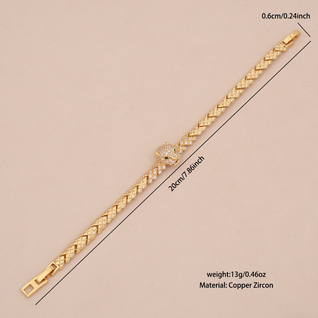Micro-Pavé Snake & Leopard Head Zircon Bracelet