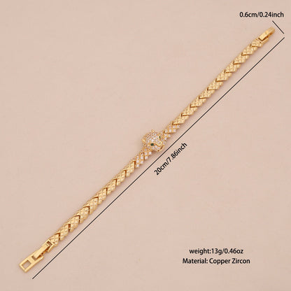Micro-Pavé Snake & Leopard Head Zircon Bracelet