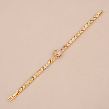 Micro-Pavé Snake & Leopard Head Zircon Bracelet