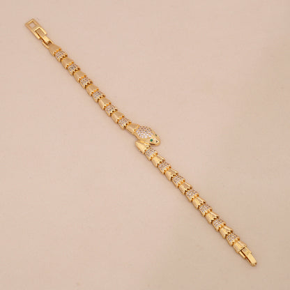 Micro-Pavé Snake & Leopard Head Zircon Bracelet
