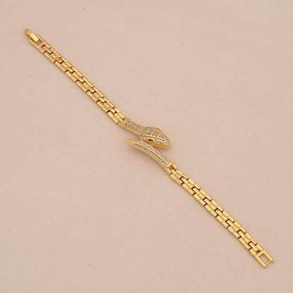 Micro-Pavé Snake & Leopard Head Zircon Bracelet