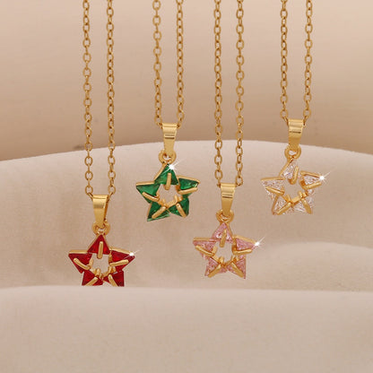 Multicolour Zircon Star Pendant Necklace