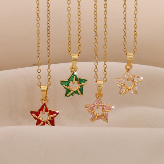 Multicolour Zircon Star Pendant Necklace
