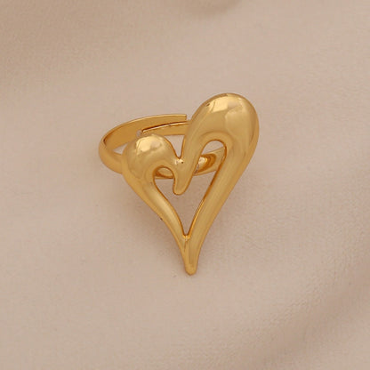 Imitation Pearl Butterfly Heart Ring