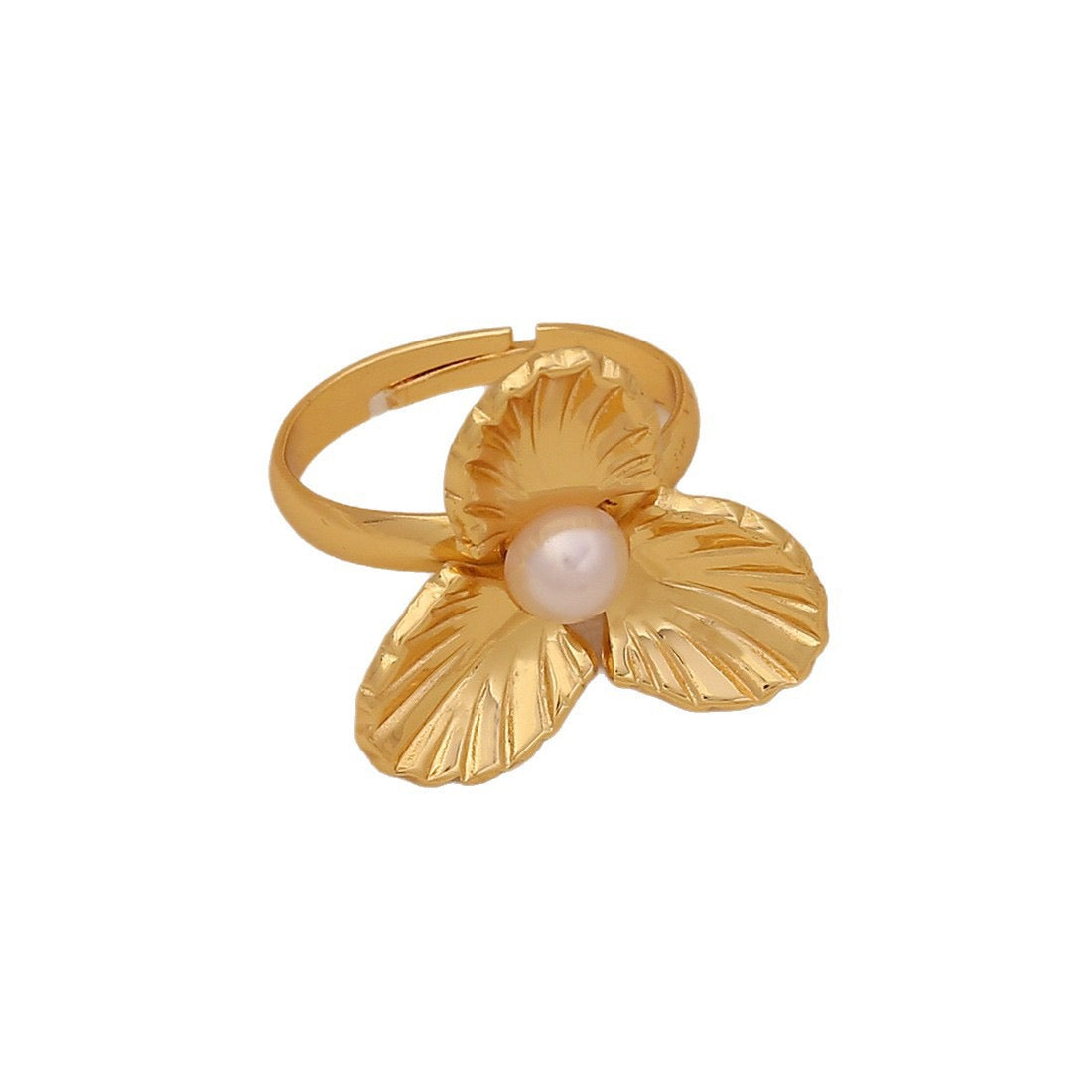 Imitation Pearl Butterfly Heart Ring