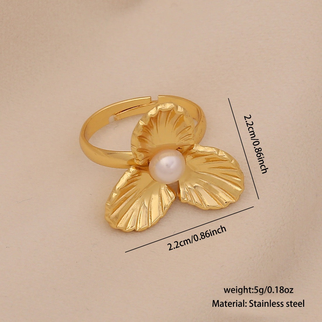 Imitation Pearl Butterfly Heart Ring
