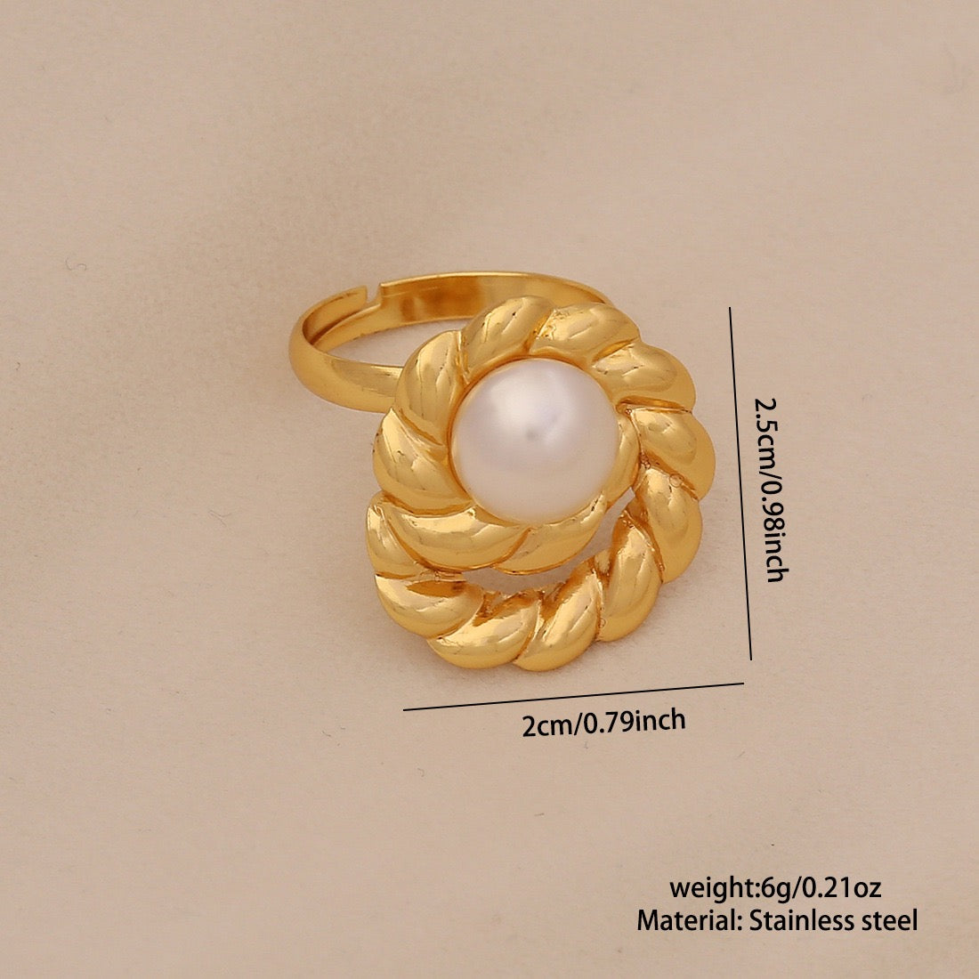 Imitation Pearl Butterfly Heart Ring