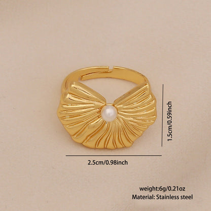 Imitation Pearl Butterfly Heart Ring