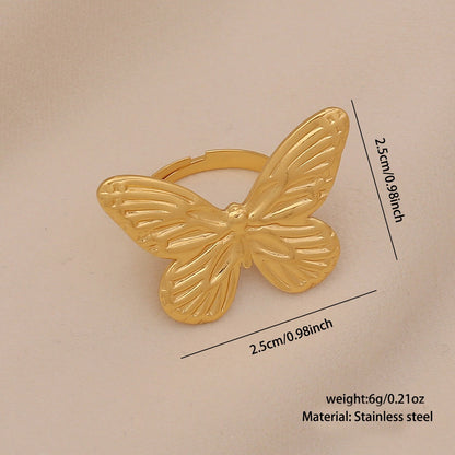 Imitation Pearl Butterfly Heart Ring