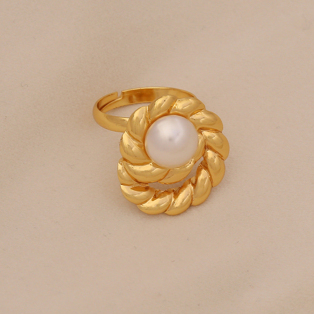 Imitation Pearl Butterfly Heart Ring