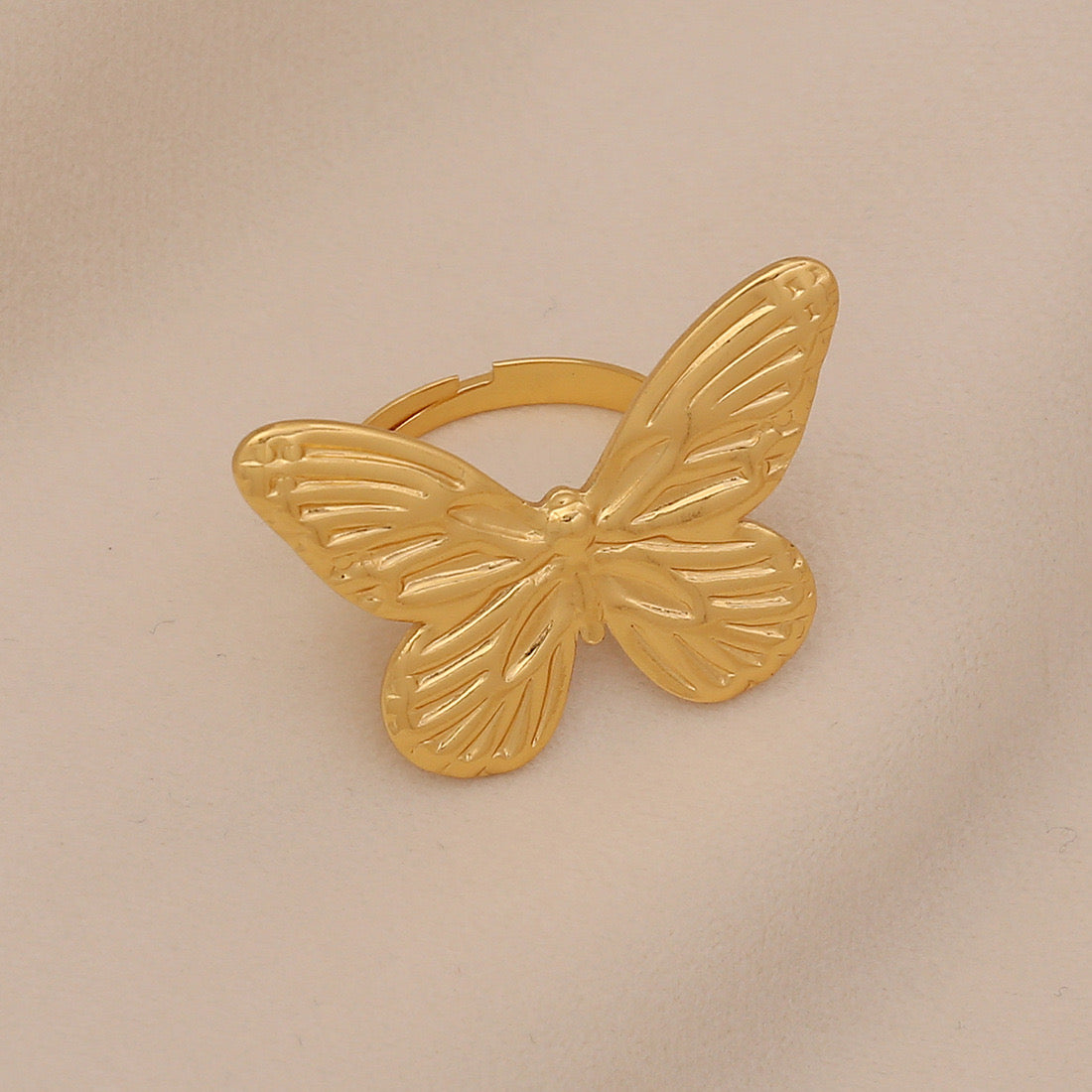 Imitation Pearl Butterfly Heart Ring