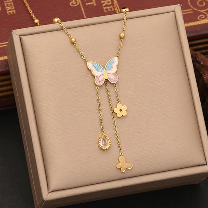Colourful Resin Butterfly Necklace Set