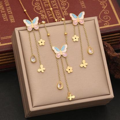 Colourful Resin Butterfly Necklace Set