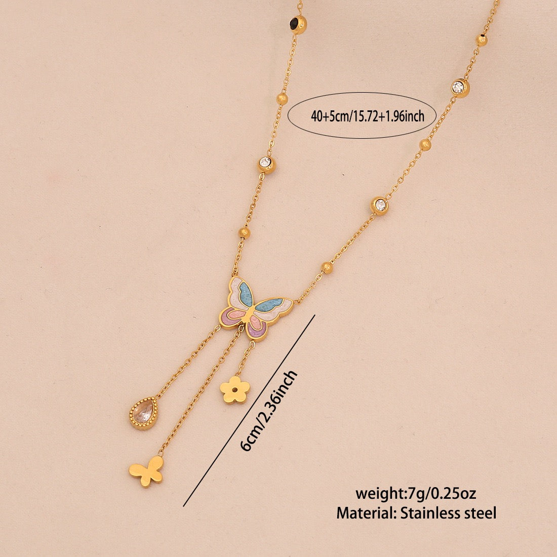 Colourful Resin Butterfly Necklace Set