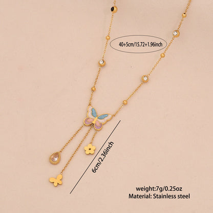 Colourful Resin Butterfly Necklace Set