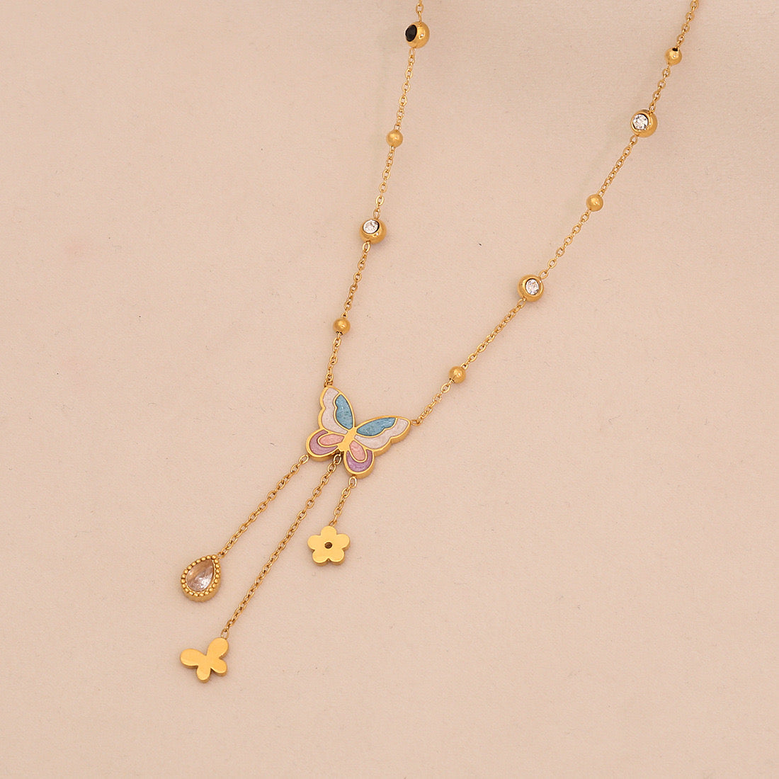 Colourful Resin Butterfly Necklace Set