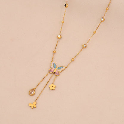 Colourful Resin Butterfly Necklace Set