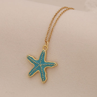 Enamel Conch & Starfish Beach Necklace