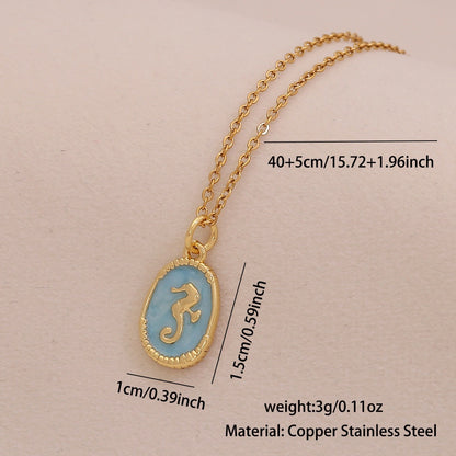 Enamel Conch & Starfish Beach Necklace