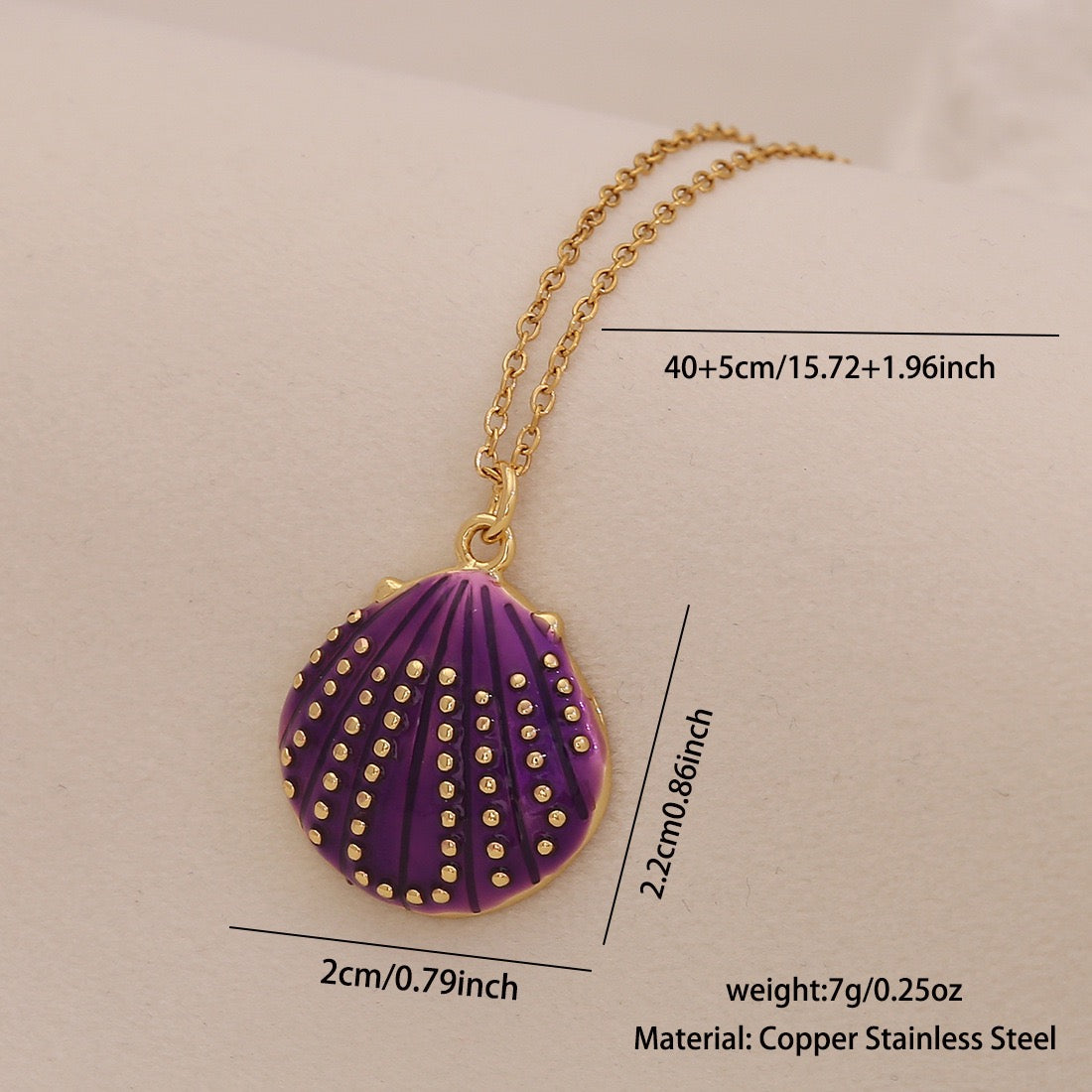 Enamel Conch & Starfish Beach Necklace