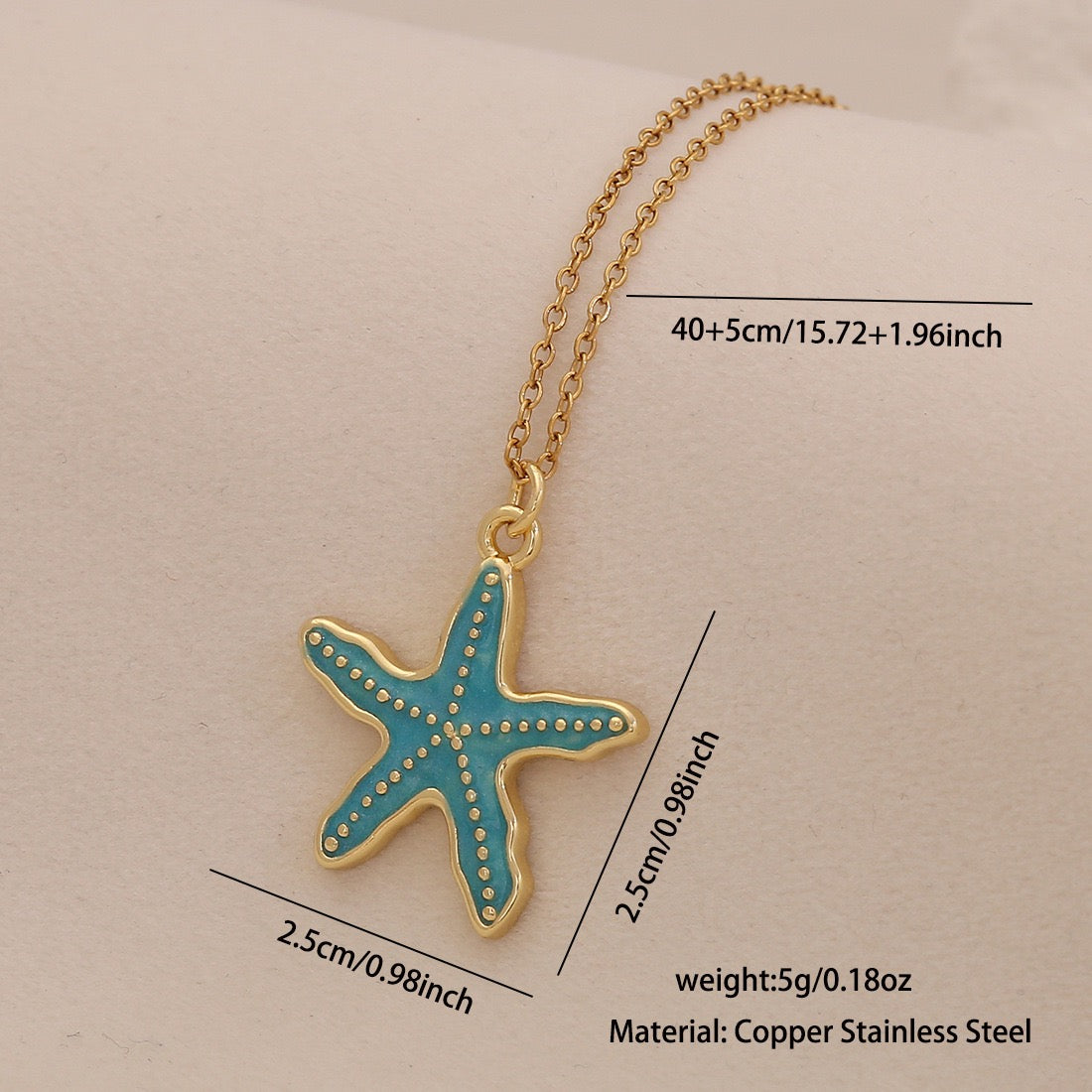 Enamel Conch & Starfish Beach Necklace