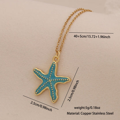 Enamel Conch & Starfish Beach Necklace