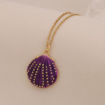 Enamel Conch & Starfish Beach Necklace