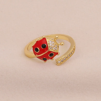 Cute Ladybug Pastoral Ring