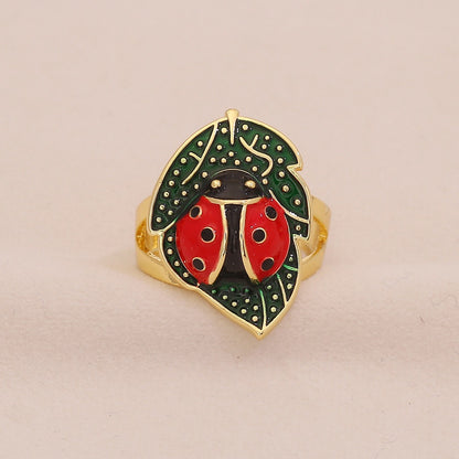 Cute Ladybug Pastoral Ring