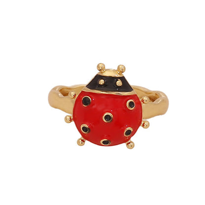Cute Ladybug Pastoral Ring