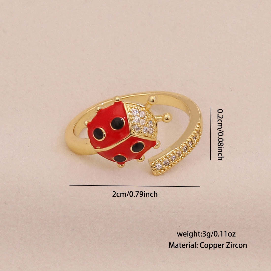 Cute Ladybug Pastoral Ring
