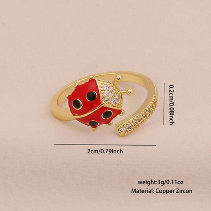 Cute Ladybug Pastoral Ring