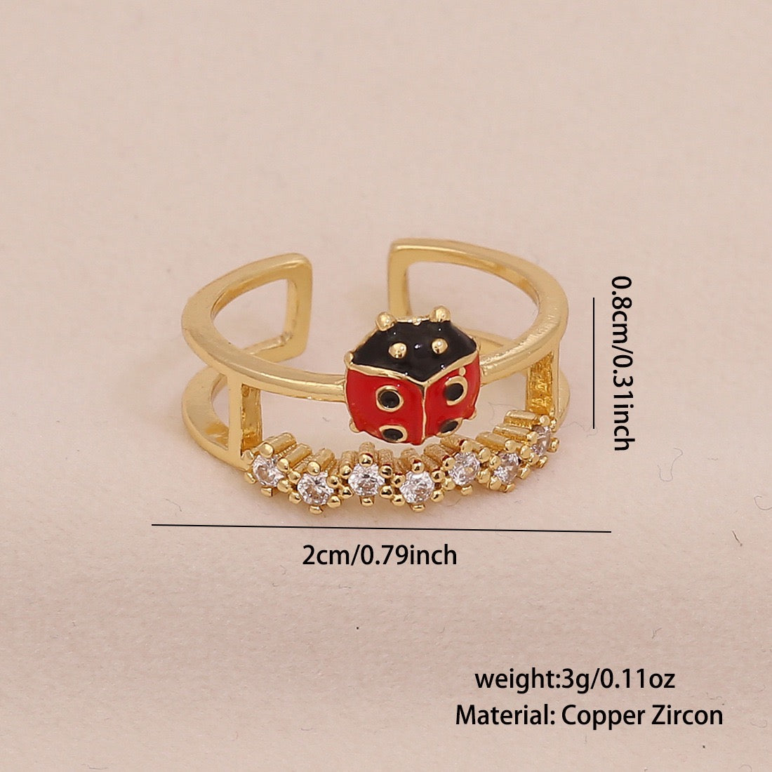 Cute Ladybug Pastoral Ring